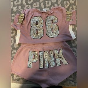 used victoria secret pink short set size small